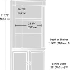 Sauder Palladia Book Shelf, Bookshelf with Storage, Library Bookcase with Doors and Adjustable Shelves, in Glacier Oak Finish
