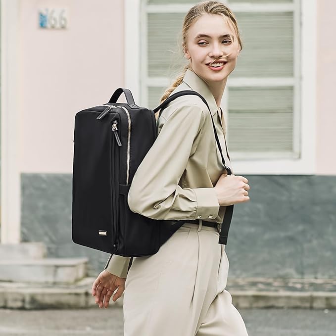 Stylish Laptop Backpack for Women Airline Approved Perfect for Work College and Travel Multi-Functional Casual Daypack Fits 14 Inch Notebook (Black)