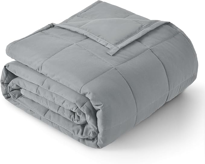 Topblan Cooling Weighted Blanket Twin Size 15lbs, Breathable Soft Weighted Blanket for Adults, Comfort Thick Heavy Blanket for All Season, Sofa Bed, Machine Washable, 48"x72" Twin Size,Grey