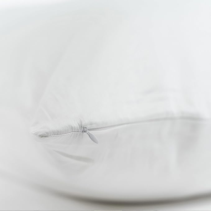 Bioweaves 100% Organic Cotton Body Pillow Pillowcase with Zipper 300 Thread Count Soft Sateen Weave GOTS Certified - 21x54 Inches, White, Set of 2