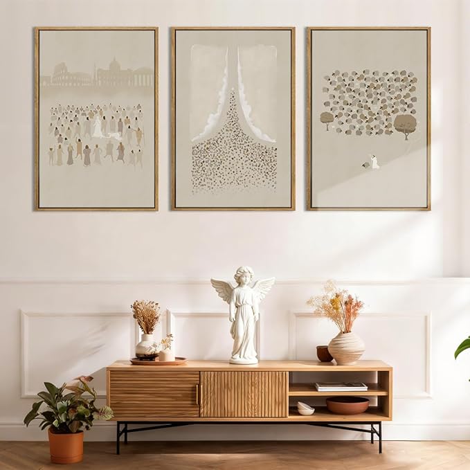 BINCUE Extra Large Jesus Wall Art Framed Jesus and Lamb Wall Painting for Living Room Bedroom Church Decor 24x36 Inch 3 Piece