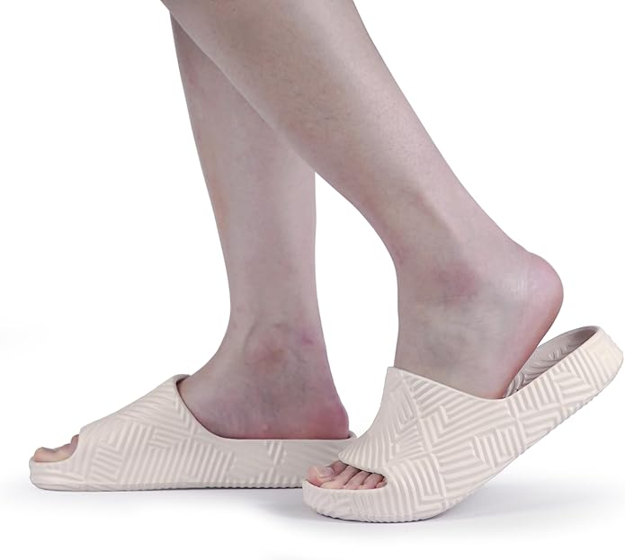 Weweya Slides for Women and Men - Bathroom Shower Shoes - Non Slip House Slippers - Lightweight Beach Sandals