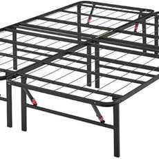 Amazon Basics Bed Frame with Storage, Foldable Metal Platform, Sturdy Steel, No Box Spring Needed, 14 inches High, Tool-Free Setup, King Size, Black