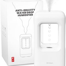 600ml Small Humidifier White - with Anti Gravity Water Flow Visual Effect, Provides Even Humidity for Indoor Plants, Bedroom & Desk, Quiet Portable Operation