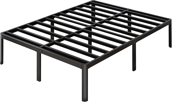 14 Inch Queen Bed Frame Heavy Duty Rounded Corner Legs Platform Bed Frame Queen Size, Easy Assembly, Noise Free, No Box Spring Needed, Black.