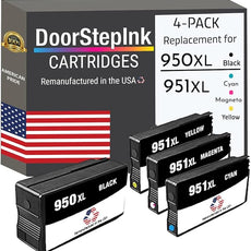 DoorStepInk 950XL Black & 951XL Color Remanufactured Ink Cartridge Replacement for HP 950XL/951XL - Compatible with OfficeJet Pro 8600/8610/8620/251DW/276DW/8100 - High Yield 4-Pack
