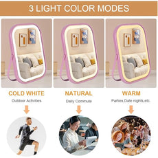 Lighted Vanity Mirror, Rechargeable Travel Makeup Mirror with Lights, 8''x6'' Desk Mirror with Lights,Make up Mirror with Lighting for Makeup Desk ＆ Dressing Room