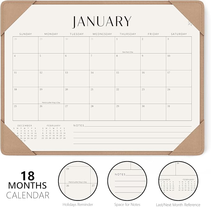Jotsome Desk Calendar 2026 with Desktop Mat, Desk Pad Calendar From Now to December 2026 14x10.5 inch, Desk Blotter Calendar for Home Office and School, Easy Planning, Gift for the Holidays or Christmas, Apricot