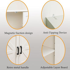 70in Tall Bookshelf 6 Tier Bookcase with Barn Doors and Adjustable Shelf, White Farmhouse Book Shelves with Storage Cabinet,Wood Floorstanding Display Bookshelve for Bedroom,Living Room,2 Piece