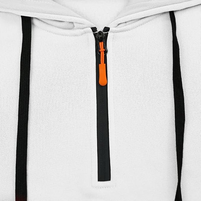 Men's Hooded Sweatshirt - Quarter Zip Pullover with Pockets Autumn Winter Casual Wear for Vacations