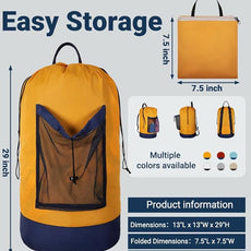 Laundry Bag with Shoulder Straps and Mesh Pocket Laundry Backpack Large Portable Laundry Hamper for College Laundromat Apartment