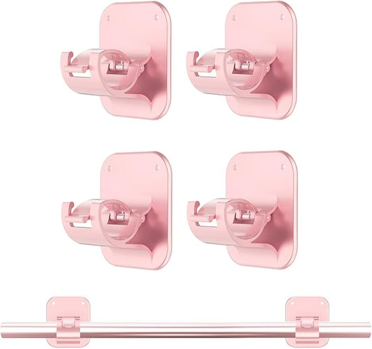 Adhesive Curtain Rods No Drilling Holder,No Drill Curtain Rod Brackets,Renter Friendly Hooks for Hanging Drapes,Over Blinds for Dorm Apartment Kitchen Bedroom Home