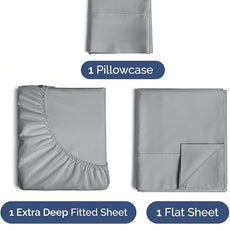 Extra Deep Pocket Twin Sheets - 3 Piece Breathable & Cooling Bed Sheets - Hotel Luxury Bed Sheet Set - Soft, Wrinkle Free & Comfy - Easily Fits Extra Deep Mattresses - Deep Pocket Steel Blue Sheets