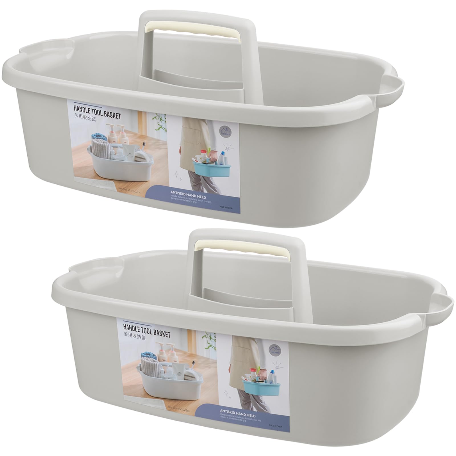 JiatuA Large Cleaning Supplies Caddy Portable Shower Basket Supply Organizer with Handle Plastic Bucket Tool Storage for Bathroom, Bedroom, Kitchen, College Dorm, Garden, Dark Gray Dormly