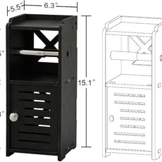 AOJEZOR Toilet Paper Holder Stand: PVC Freestanding Bathroom Cabinet Storage for Apartment Dwellers - Slim Bathroom Storage - Black