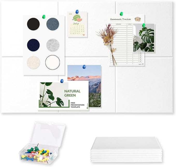 Large Cork Board Tiles for Wall with Push Pins, 36"x24" Bulletin Board Sets, Self-Adhesive Pin Board | Magrowill 6 Packs Felt Panels for Office Home Classroom Dorm