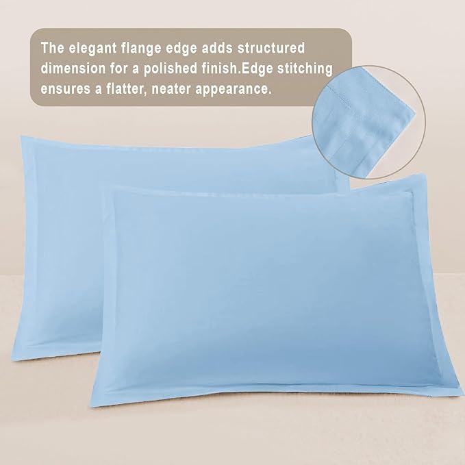 100-Percent Cotton Duvet Cover Set, Hidden Zipper Closure, Ultra Soft, Easy Care and Durable, Simple Bedding Style, Queen, Light Sky Blue (Comforter Not Included)