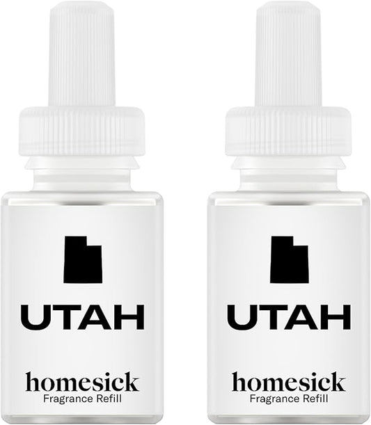 Pura & Homesick Home Scent Refill - Smart Home Air Diffuser - Up to 120-Hours of Luxury Fragrance per Refill - Home Essential - Clean & Safe Diffuser Fragrance - 2 Pack, Utah