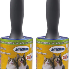 Lint Rollers 2 Pack for Pet Hair 500 Sheets Extra Sticky Pet Hair Remover for Clothes Furniture Carpet Cleaner Cars Dogs Travel-Friendly Grip Handle