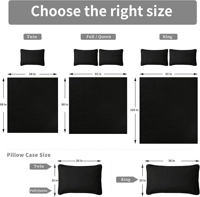 Easy-Going King Size Reversible Quilt Set with 1 Quilt and 2 Pillow Shams, Soft Bed Quilt Cover, Water Resistant Lightweight Microfiber Bedspread, Stain Resistant, Olive Leaf-Black/Beige