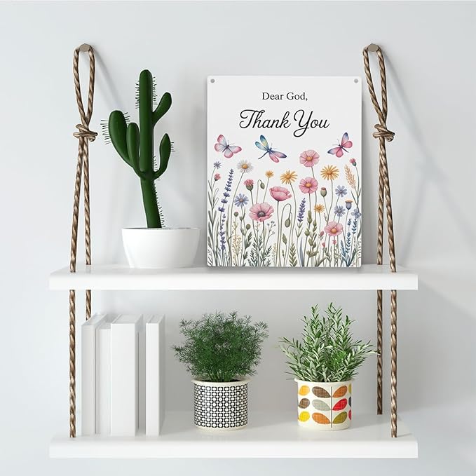 Dear God, Thank You Decor sign, Bible Verses Christian Prayer Room Wall Art Wooden Hanging Plaque 10 x 8 Inch, for Office Bedroom Living Room Home Decor Gifts