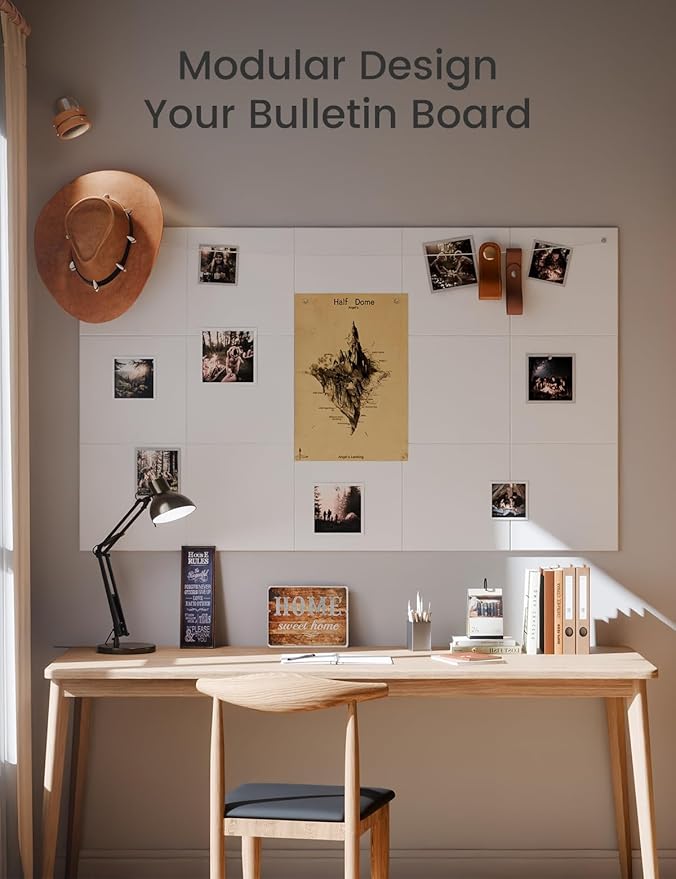 Large Felt Bulletin Board 36" x 24" Cork Board Alternative-6 Pack with 40 Safe Removable Adhesive Tabs, Cork Boards for Walls Cork Board for Home Office Classroom Pin Board - Milky White