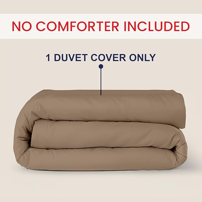 Kotton Culture 1 Pc Twin XL/Twin Duvet Cover Only-100% Egyptian Cotton Sateen 600 Thread Count Ultra Soft Premium Durable Comforter Cover Zipper Closure & Corner Ties - (Taupe, 68" X 90")