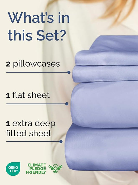 Extra Deep Pocket Cal King Sheets - 4 Piece Breathable & Cooling Bed Sheets - Hotel Luxury Bed Sheet Set - Soft, Wrinkle Free & Comfy - Easily Fits Extra Deep Mattresses - Deep Pocket Lavender Sheets