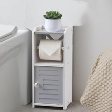 AOJEZOR Toilet Paper Holder Stand: PVC Bathroom Cabinet Storage for Apartment Dwellers - Bathroom Storage - Light Grey