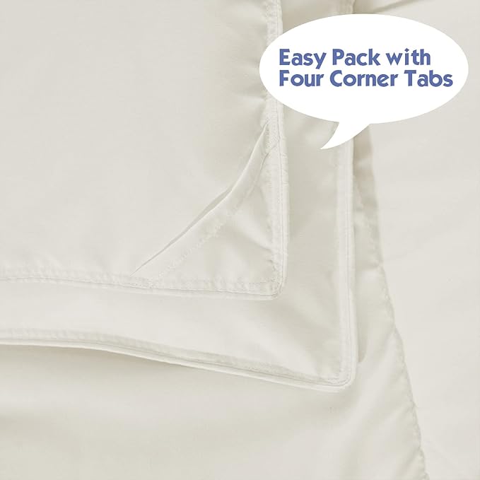 HIG 3pc Down Alternative Comforter Set - All Season Reversible Comforter with Two Shams - Quilted Duvet Insert with Corner Tabs - Box Stitched - Super Soft, Fluffy (Full/Queen, Ivory)