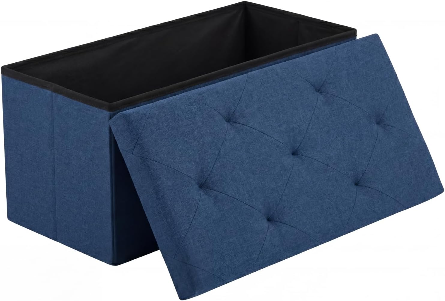 DUMOS 30in Foldable Storage Ottoman Bench, Storage Chest, End of Bed Foot Rest Stool with Padded Seat, Bedroom Bench for Living Room, Bedroom, Support 660lbs, Grey Dormly