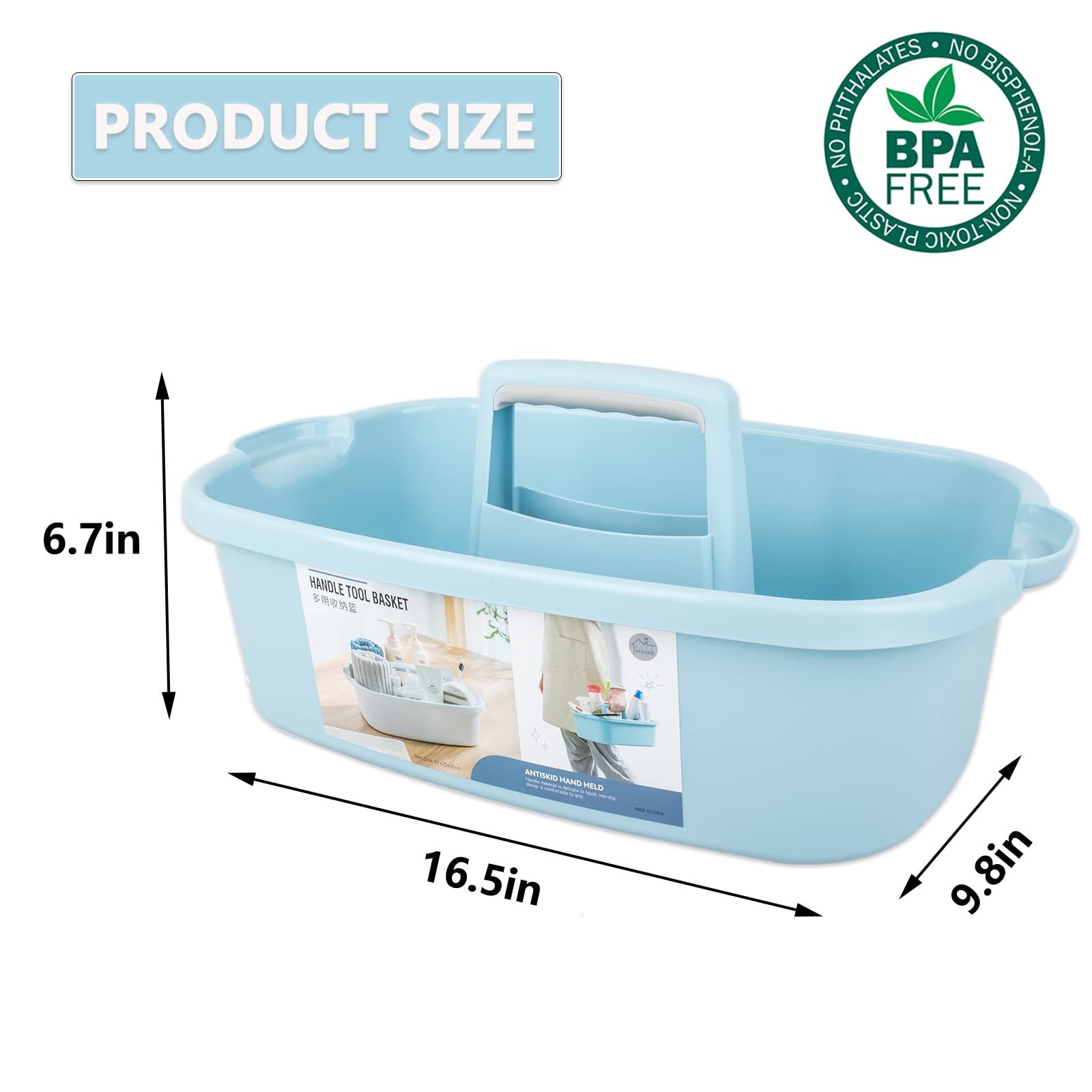 JiatuA Large Cleaning Supplies Caddy Portable Shower Basket Supply Organizer with Handle Plastic Bucket Tool Storage for Bathroom, Bedroom, Kitchen, College Dorm, Garden, Dark Gray Dormly