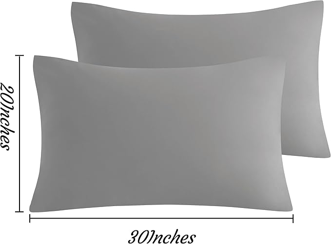 NTBAY Queen Pillow Cases Set of 2, 2 Pack Brushed Microfiber 20x30 Pillow Cases, Soft, Wrinkle, Fade, Stain Resistant Smoke Grey Pillow Cases with Envelope Closure, 20x30 Inches, Smoke Grey