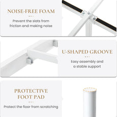 SHA CERLIN 14'' Full Size Metal Platform Bed Frame/Victorian Headboard and Footboard/Steel Slats Mattress Foundation for Storage/No Box Spring Needed/Noise Free/White