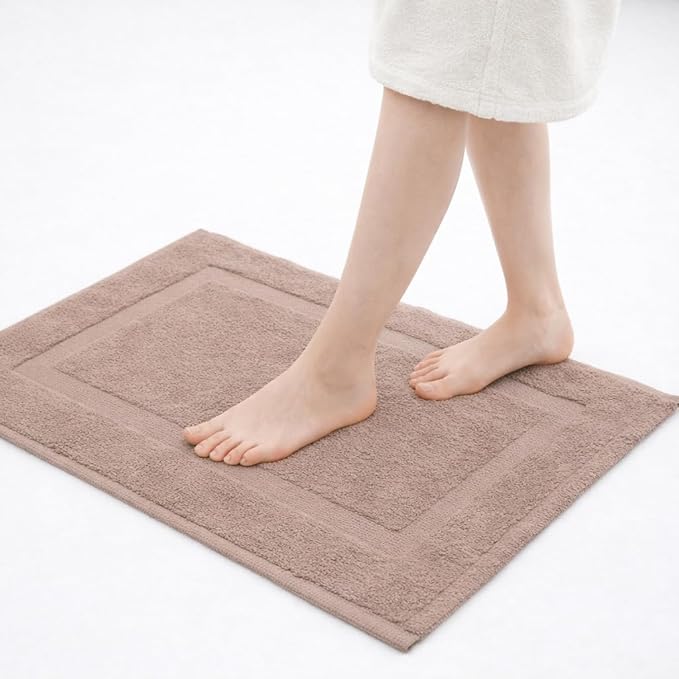 Rajlinen Cotton Bath Mat 2 Pack 23x36-100% Cotton 500 GSM Highly Absorbent Hotel Spa Bathroom Floor Mats, Aesthetic Acron Bath Mat Towels, Machine Washable Shower/Bathtub Rugs
