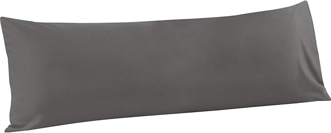 FLXXIE Body Pillow Cover - Super Soft Microfiber 20x54 Pillow Case - Envelope Closure, Wrinkle, Stain Resistant Dark Grey Body Pillow Cover, 20x54, Dark Grey