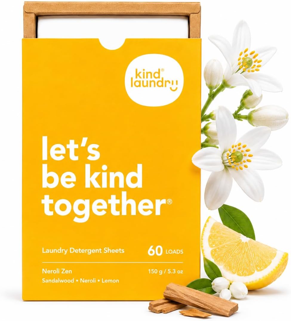 Kind Laundry Detergent Sheets – 32 Loads Ocean Breeze, EWG Verified, No Residue After Wash, Eco Plastic-Free Liquidless Laundry Soap, Non-Toxic Formula, for Sensitive Skin, Travel & Dorm Friendly
