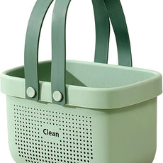 JiatuA Plastic Storage Basket with Handle Portable Shower Caddy Tote Organizer Basket Bin for Bathroom Kitchen Dorm Room Bedroom, Small Green
