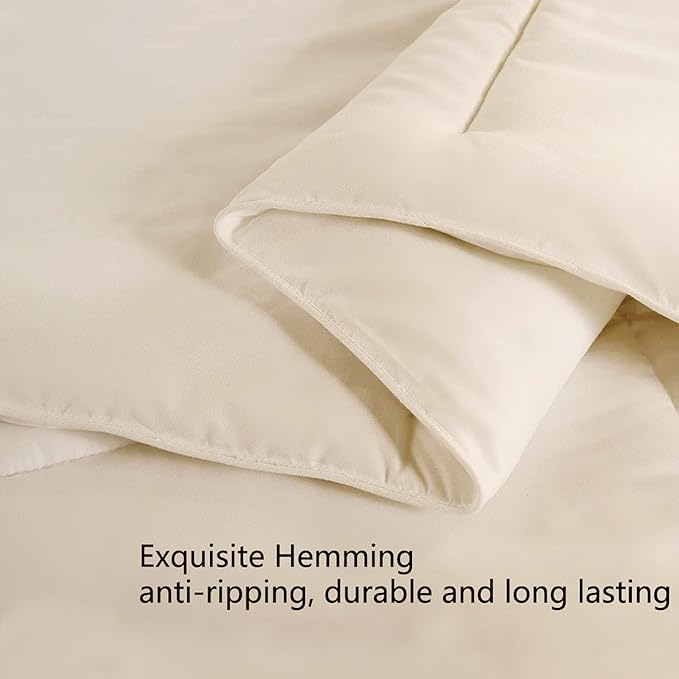 COHOME Quilted Full Size Comforter - All-Season Down Alternative Duvet Insert - Luxury Hotel Winter Warm Beige Comforter with Anti-Clump Tech & 8 Tabs- Reversible - Gift for Women & Men （82"x86"）