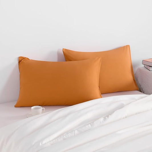 NTBAY King Pillow Cases Set of 2, 2 Pack Brushed Microfiber 20x40 Pillow Cases, Soft, Wrinkle, Fade, Stain Resistant Pale Orange Pillow Cases with Envelope Closure, 20x40 Inches, Pale Orange