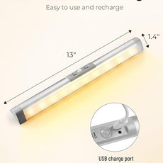 Joyzy Automatic Motion Sensor Closet Lighting with Eye-Protection Design, LED Closet Lights for Under Cabinet Wireless Light, Rechargeable Wardrobe Pantry Lights (2pack with Warm Lighting)