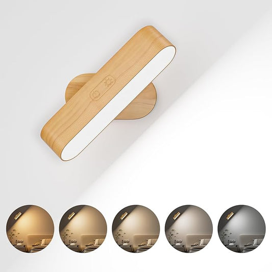 Wall Sconce, LED Battery Operated Wall Sconce for Bedroom, Rechargeable Wireless Wall Light for Picture, 5 Color Modes Stepless Dimmable Wall Lamp for Living Room, Reading