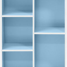 Furinno LUDER Book Shelf, 5-Cube Bookshelf, Reversible Bookcase, 9.4 x 19.5 x 31.5, for Living Room, Bedroom, Home Office, White/Light Blue