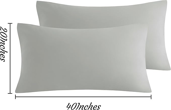 NTBAY King Pillow Cases Set of 2, 2 Pack Brushed Microfiber 20x40 Pillow Cases, Soft, Wrinkle, Fade, Stain Resistant Light Grey Pillow Cases with Envelope Closure, 20x40 Inches, Light Grey