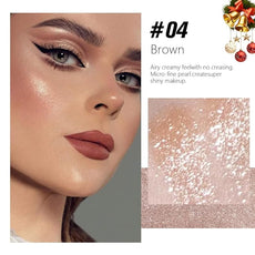 Champagne Brown Sparkle Glitter Shimmer Highlighter Makeup Palette for Women, Brown Buttery Creamy Powder Highlighter Eyeshadow Palette Vegan, Built-in Mirror & Brush 04 – Girls Christmas Gifts