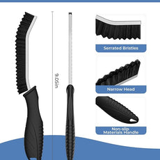 Crevice Cleaning Brushes, Cleaner Scrub Brush Tool for Hard to Reach Tight Space, Home Essentials, Serrated Scrub Brushes, Cleaning Supplies for Shower, Bathroom, Kitchen, Toilet (3, Black)