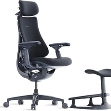 LiberNovo Dynamic Ergonomic Desk Chair + StepSync Footrest Bundle - Comfy Home Office Chair with Adaptive Lumbar Support, 160° Recline & Built-in Spine Stretch, Black+45cm