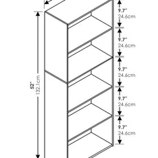 Furinno LUDER Book Shelf, 5-Cube Bookshelf, Bookcase with Open Shelf, 9.4 x 15.8 x 52, for Living Room, Bedroom, Home Office, White