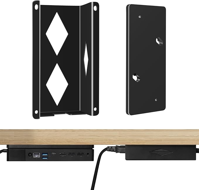 Under Desk Mount for Dell WD19 / WD19S / WD19TBS / WD19TB / WD22TB4 Dock + Power Bricks (for 180W and 130W), Docking Station & Power Bricks Holder