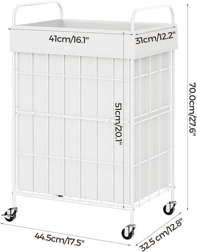Laundry Hamper with Wheels, 90L Laundry Basket with Handle, Laundry Sorter with Removable Liner Bag